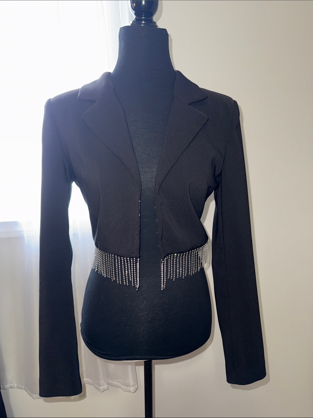 Zara Rhinestone V-Neck Blazer Top - Picture 4 of 7